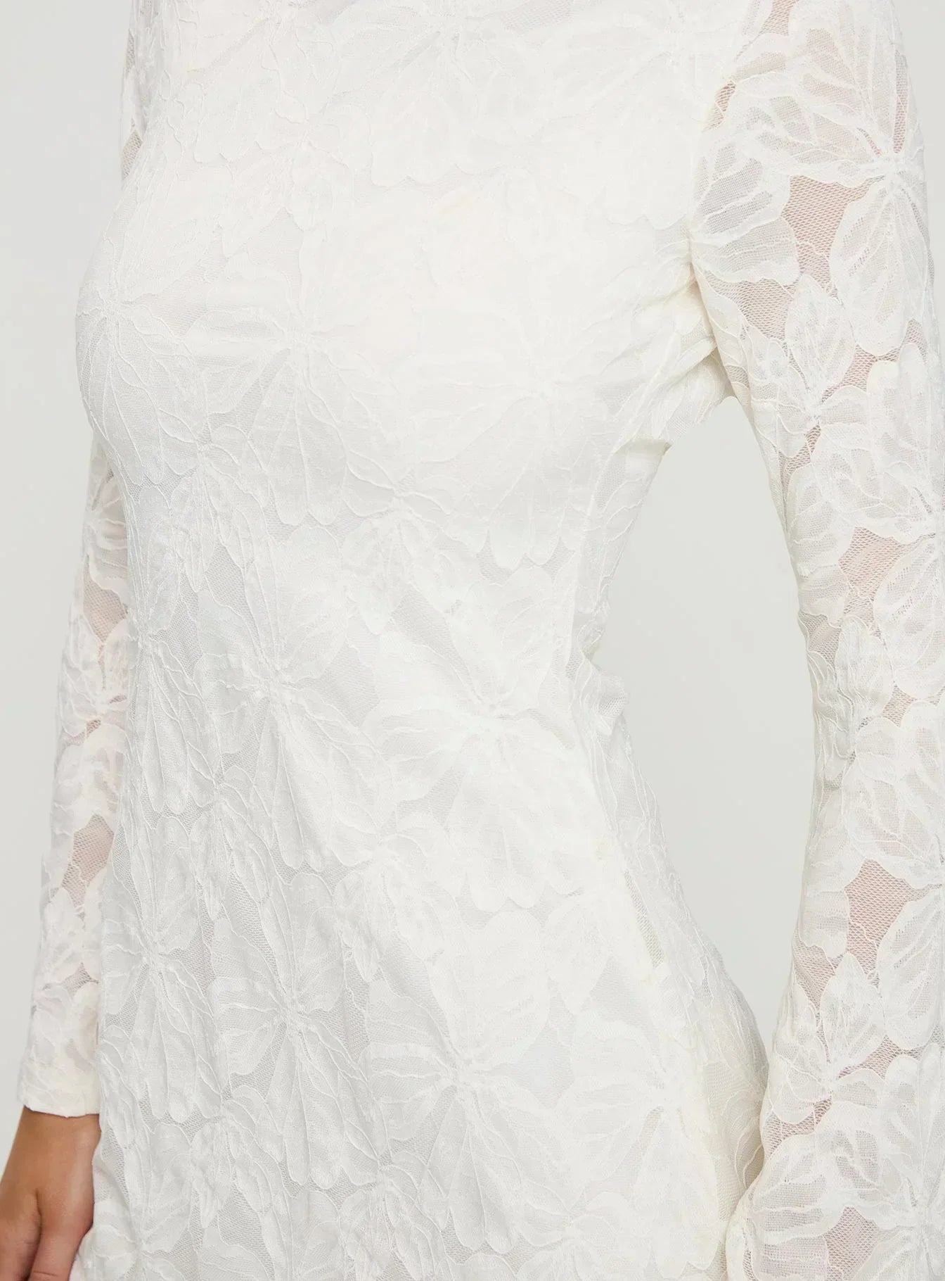 Lukea Lace Long Sleeve Mini Dress Cream